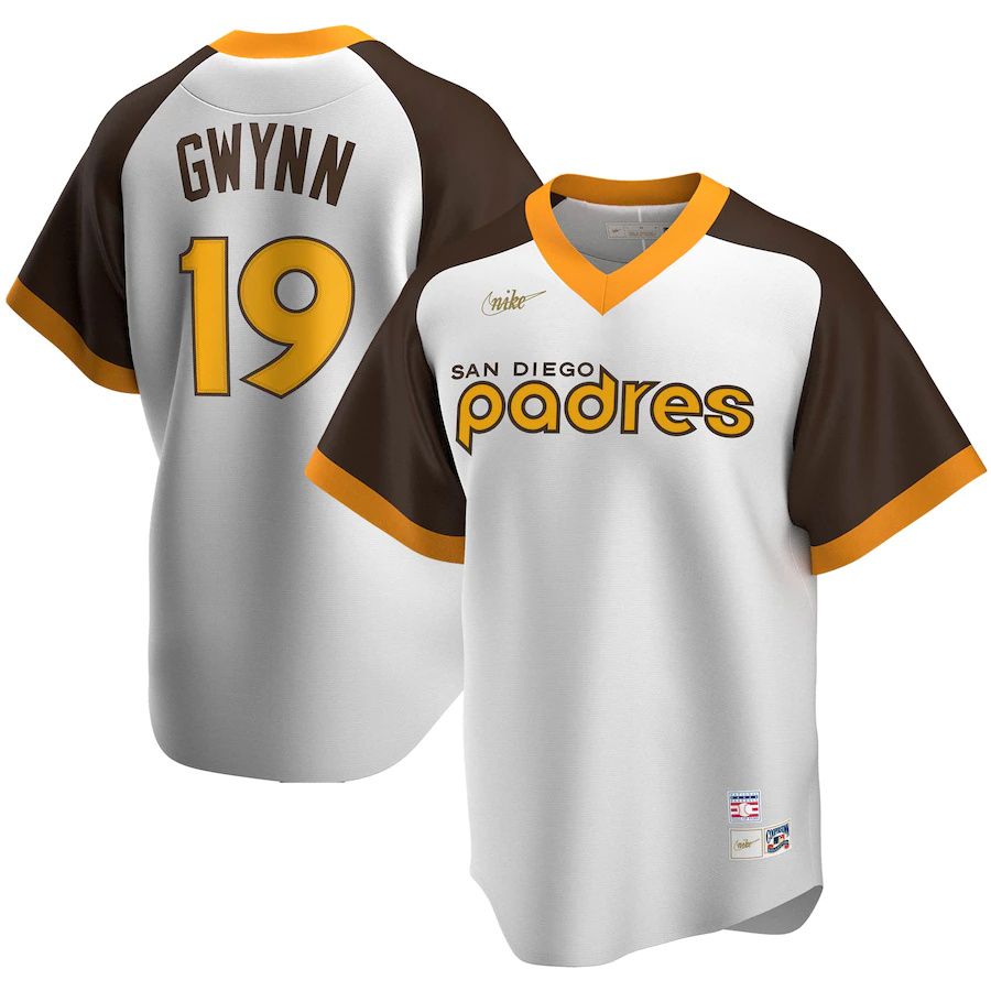 Mens San Diego Padres #19 Tony Gwynn Nike White Home Cooperstown Collection Player MLB Jerseys->san diego padres->MLB Jersey